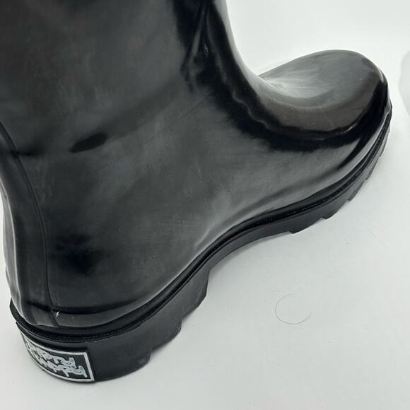 Dirty Laundry Rhane Black & White Flower Chain Rubber Pull On Rain Boots Size 6 - Picture 6 of 14